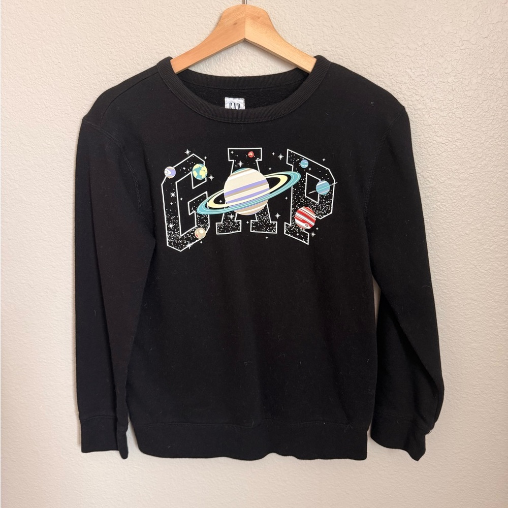 GAP Super Stardom 🌟 Kids Black Crewneck with Multicolor Space Print